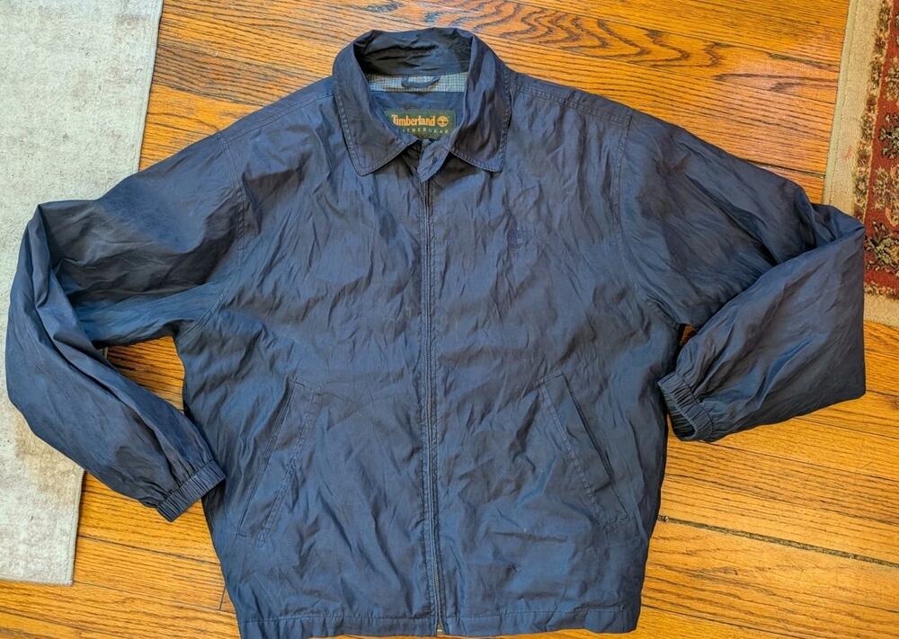 Vintage Timberland Weather Gear Jacket Coat Men's M Fall 1995 Rugged Navy